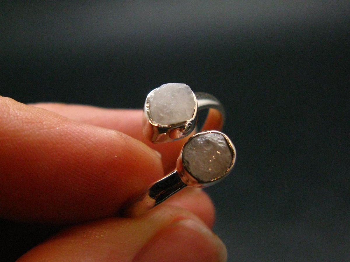 Very Rare White Cryolite 925 Silver Ring from Greenland - Size 8 - 2.32 Grams