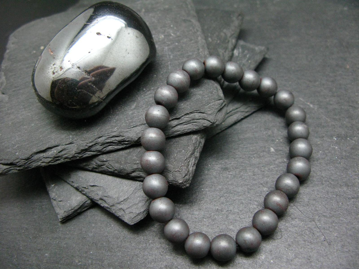 Hematite Genuine Bracelet ~ 7 Inches ~ 8mm Round Matte Beads