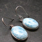 Natural Cabochon Larimar Pectolite 925 Sterling Silver Earrings from Dominican Republic - 4.58 Grams