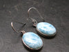 Natural Cabochon Larimar Pectolite 925 Sterling Silver Earrings from Dominican Republic - 4.58 Grams