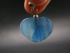 Lemurian Aquatine Blue Calcite Silver Heart Pendant from Argentina - 1.0" - 5.40 Grams