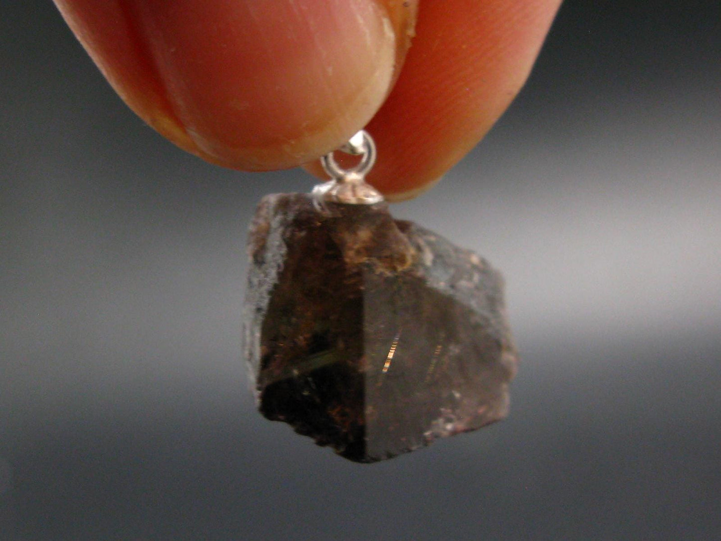Rare Axinite Crystal Silver Pendant From Russia - 0.8" - 2.37 Grams