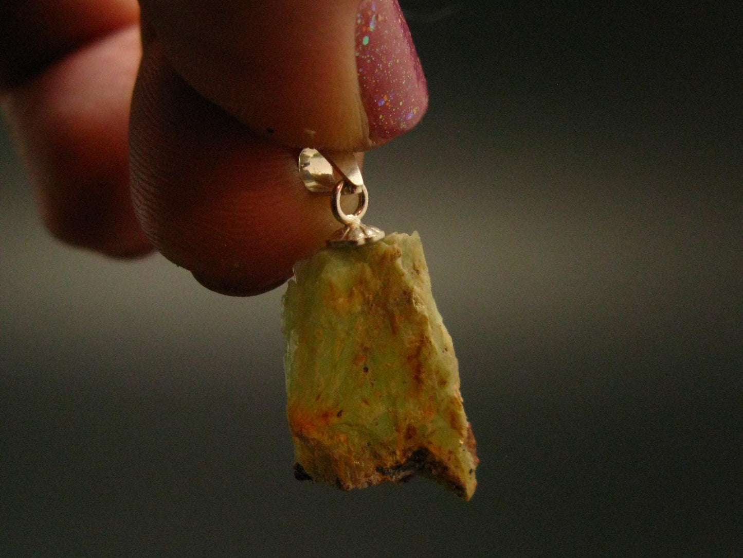 Very Rare Phosphophyllite Silver Pendant From Bolivia - 1.0" - 1.77 Grams