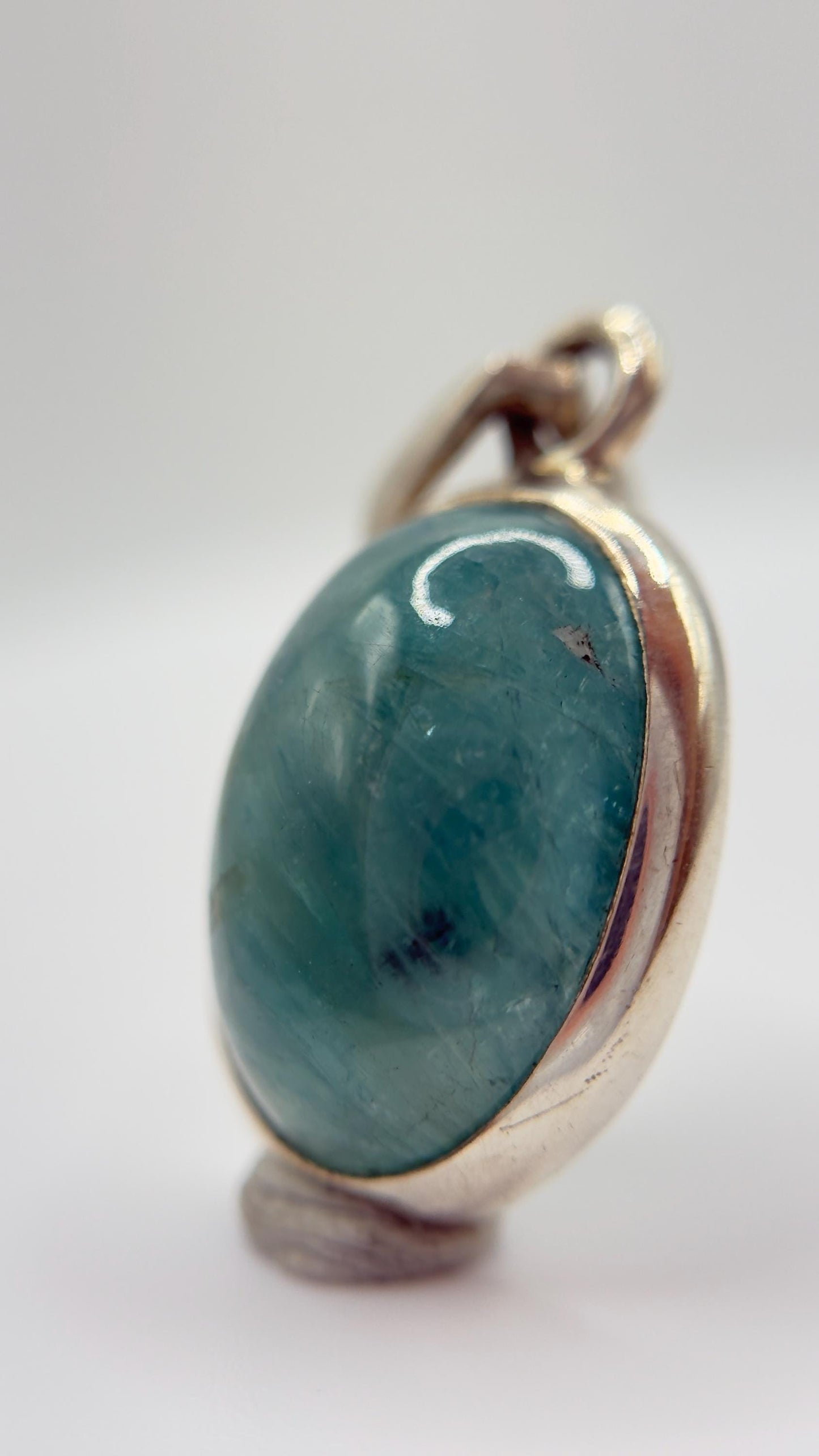Grandidierite Pendant Blue Green Cabochon Gemstone Silver Necklace Natural Crystal Jewelry Gift