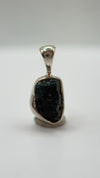 Grandidierite Natural Crystal Pendant Deep Blue Green Stone Silver Necklace Gift