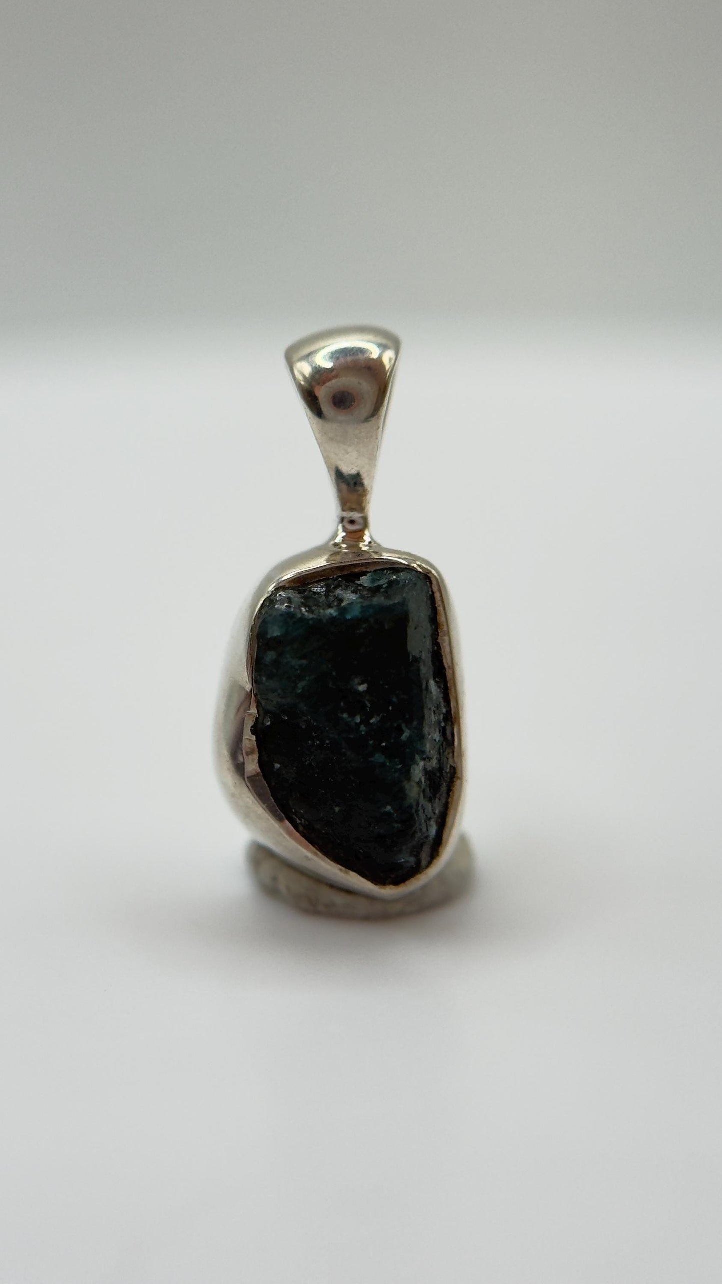 Grandidierite Natural Crystal Pendant Deep Blue Green Stone Silver Necklace Gift