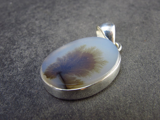Moss Agate Silver Pendant From Russia - 4.37 Grams - 1.2"