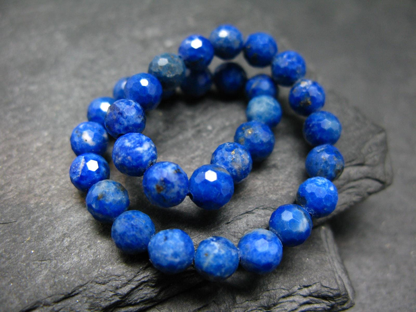Lapis Lazuli Lazurite Genuine Bracelet ~ 7 Inches ~ 6mm Round Facetted Beads
