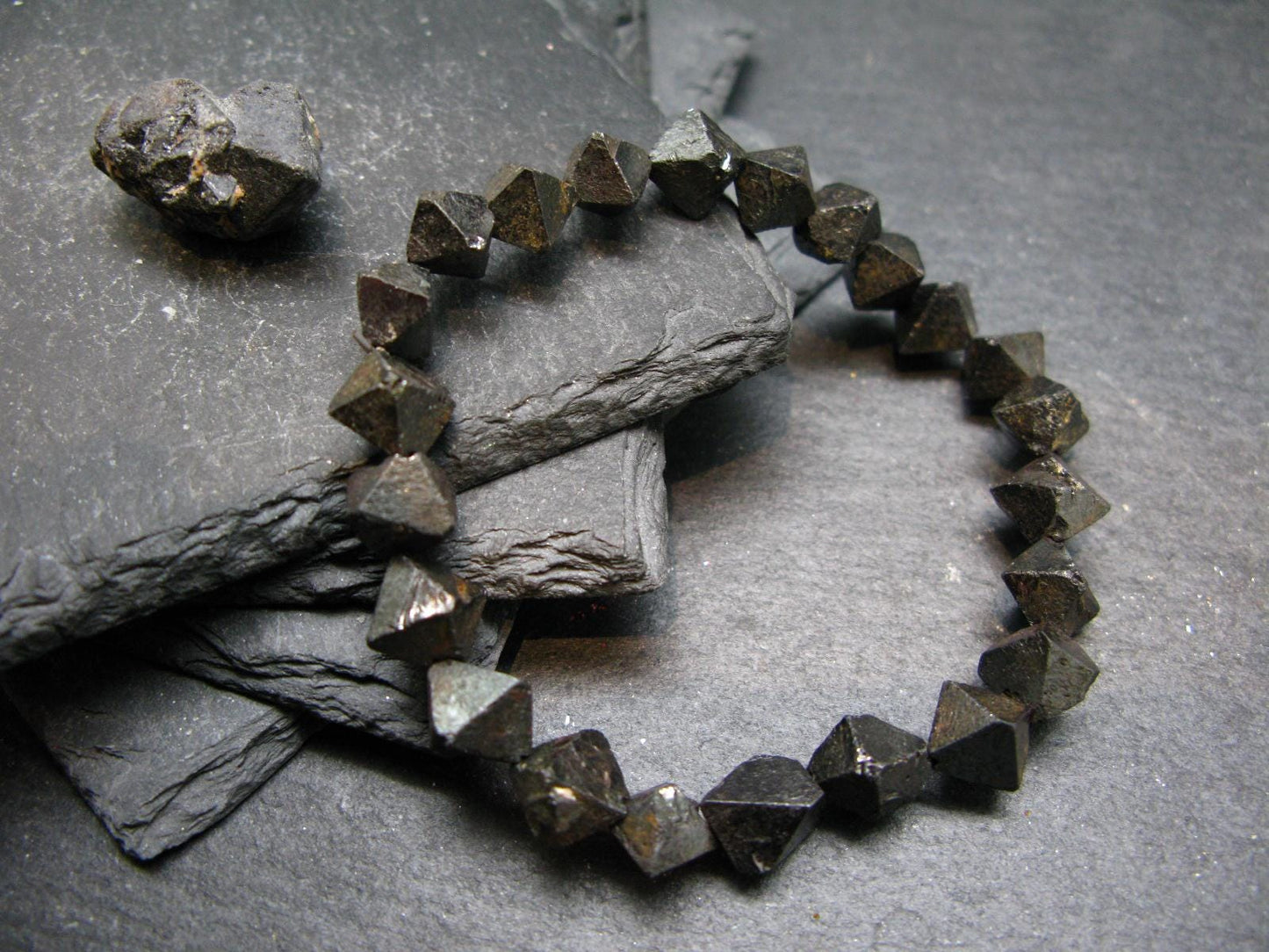 Magnetite Crystals Genuine Bracelet ~ 7 Inches ~ 10mm Crystal Beads