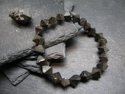 Magnetite Crystals Genuine Bracelet ~ 7 Inches ~ 10mm Crystal Beads