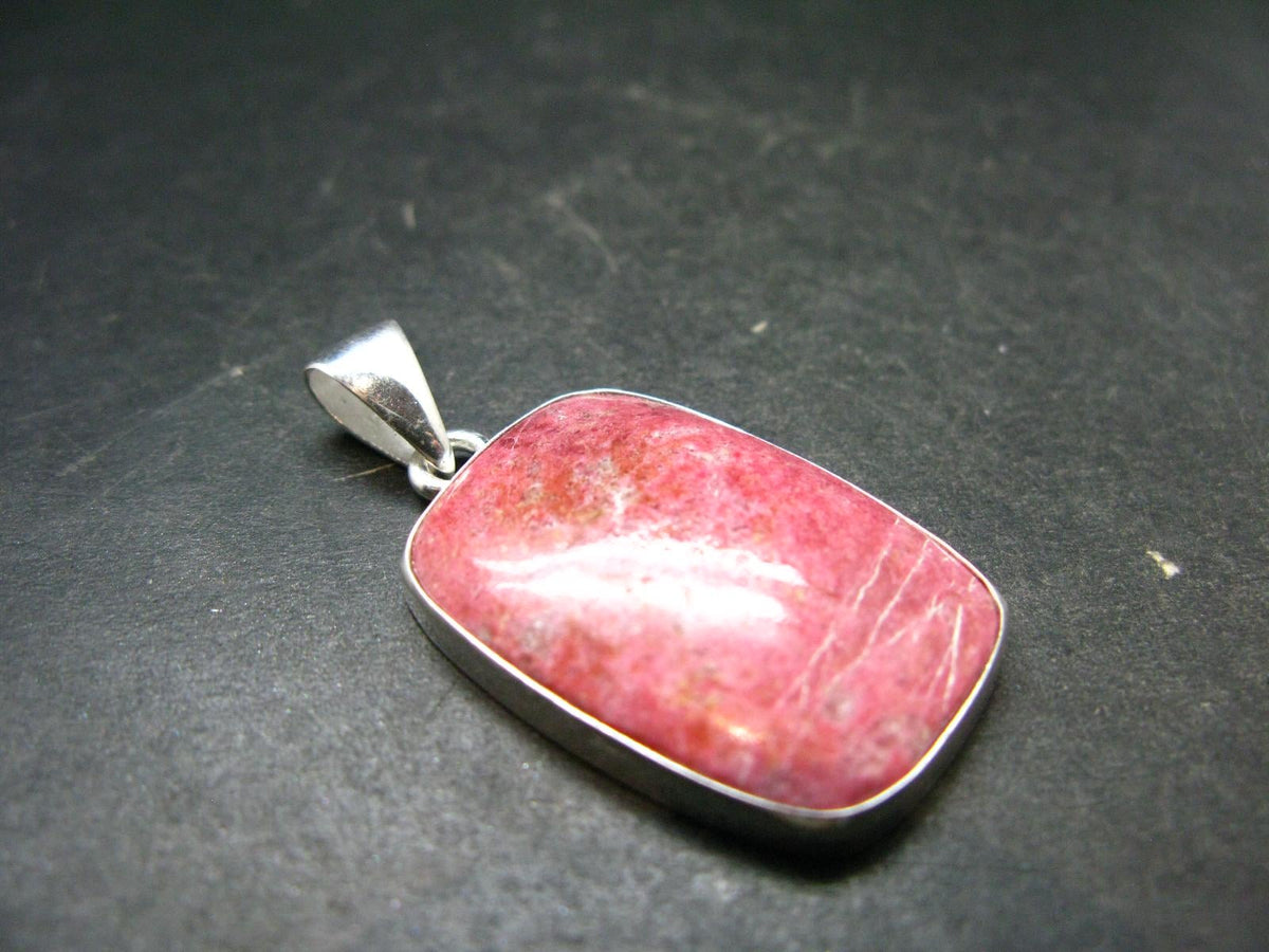 Thulite Silver Plated Pendant From Norway - 1.7" - 7.50 Grams