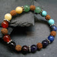 7 Chakra & Rudraksha Genuine Bracelet ~ 7 Inches ~ 8mm Round Beads