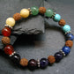 7 Chakra & Rudraksha Genuine Bracelet ~ 7 Inches ~ 8mm Round Beads