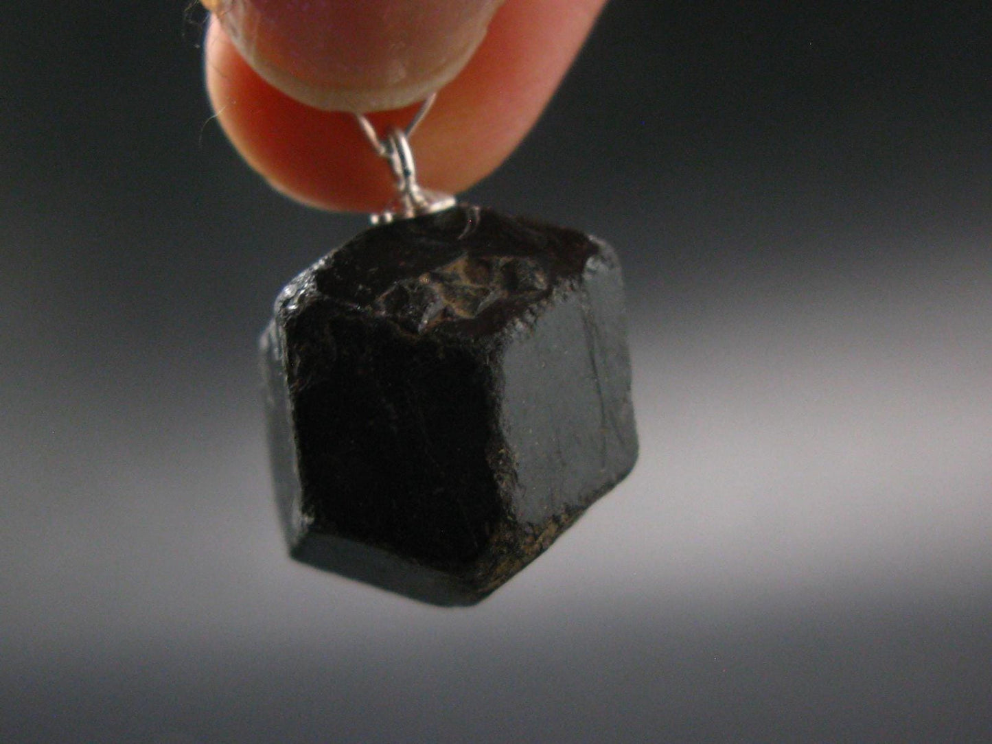 Sharp Black Melanite Andradite Garnet Silver Pendant From Mali - 0.9" - 8.71 Grams