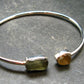 Moldavite & Libyan Tektite Silver Twister Bracelet- Size Adjustable - 4.59 Grams