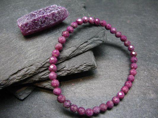 Ruby Genuine Bracelet ~ 7 Inches ~ 5mm Facetted Beads