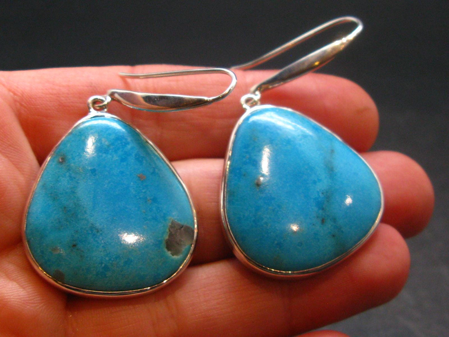 Nice Raw Natural Turquoise Sterling Silver Earrings from Mexico - 13.80 Grams