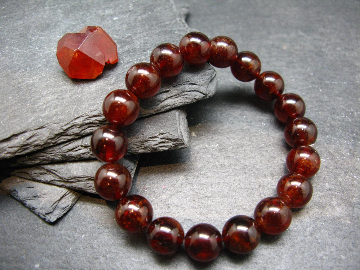 Gem Garnet Hessonite Genuine Bracelet ~ 7 Inches ~ 10mm Round Beads