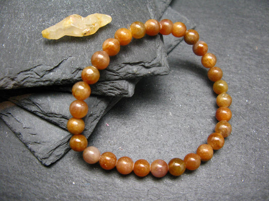 Gem Yellow Sapphire Genuine Bracelet ~ 7 Inches ~ 6mm Round Beads