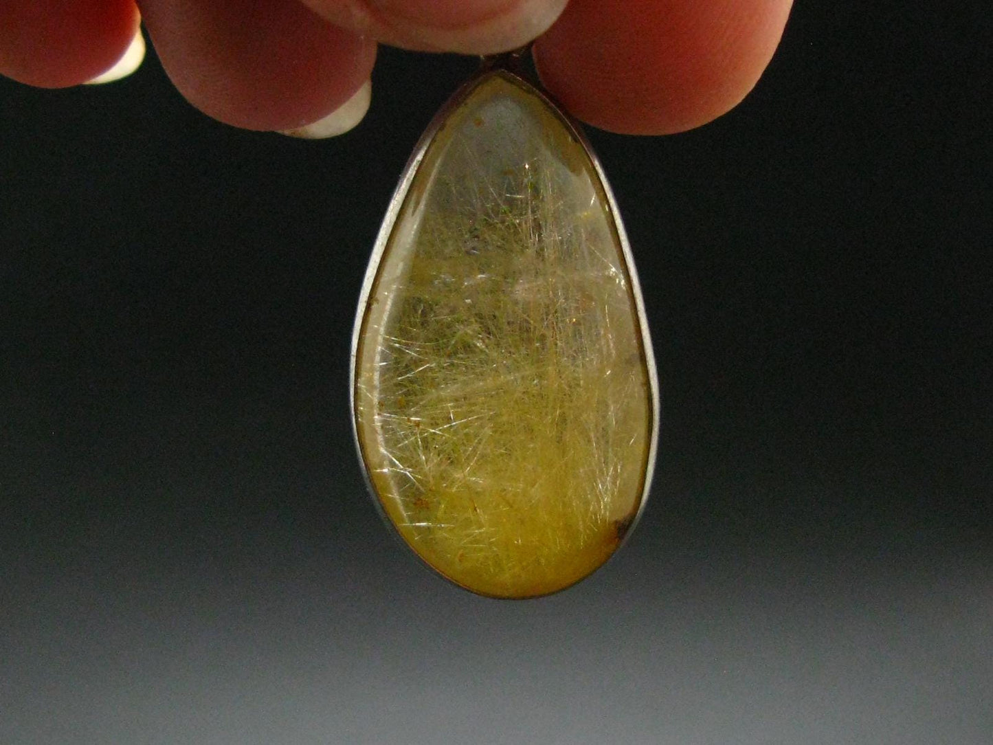 Rutilated Quartz Silver Pendant From Brazil - 1.6" - 6.59 Grams