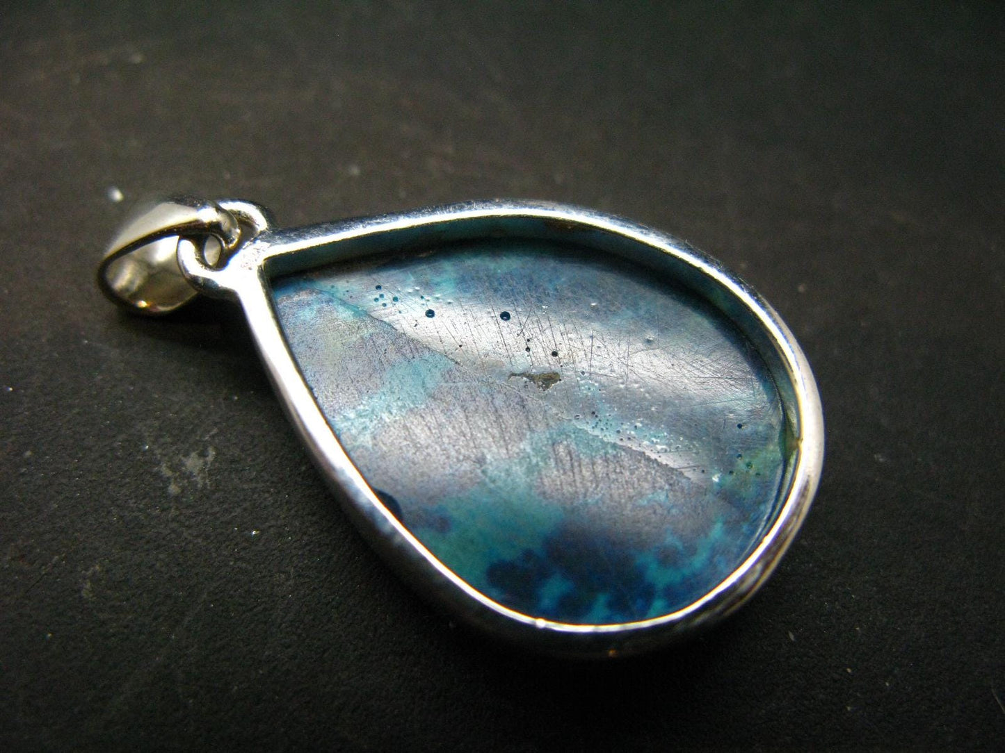 Shattuckite Silver Pendant from Namibia - 1.4" - 7.36 Grams