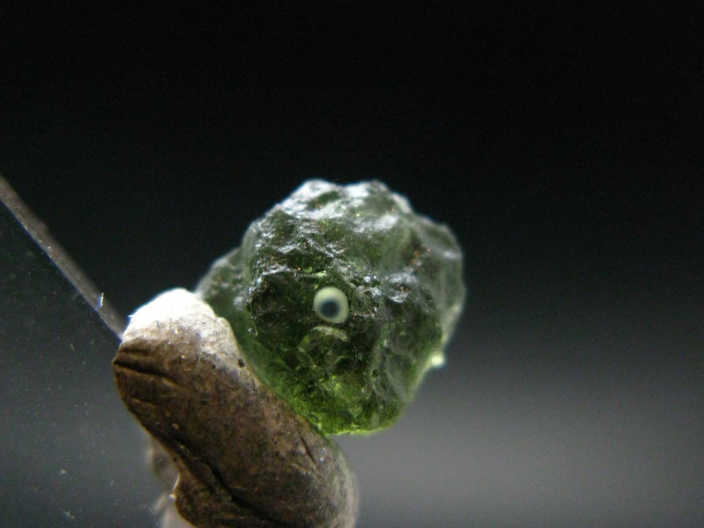 Moldavite Tektite Raw Bead from Czech Republic - 8 mm - 2.25 Carats