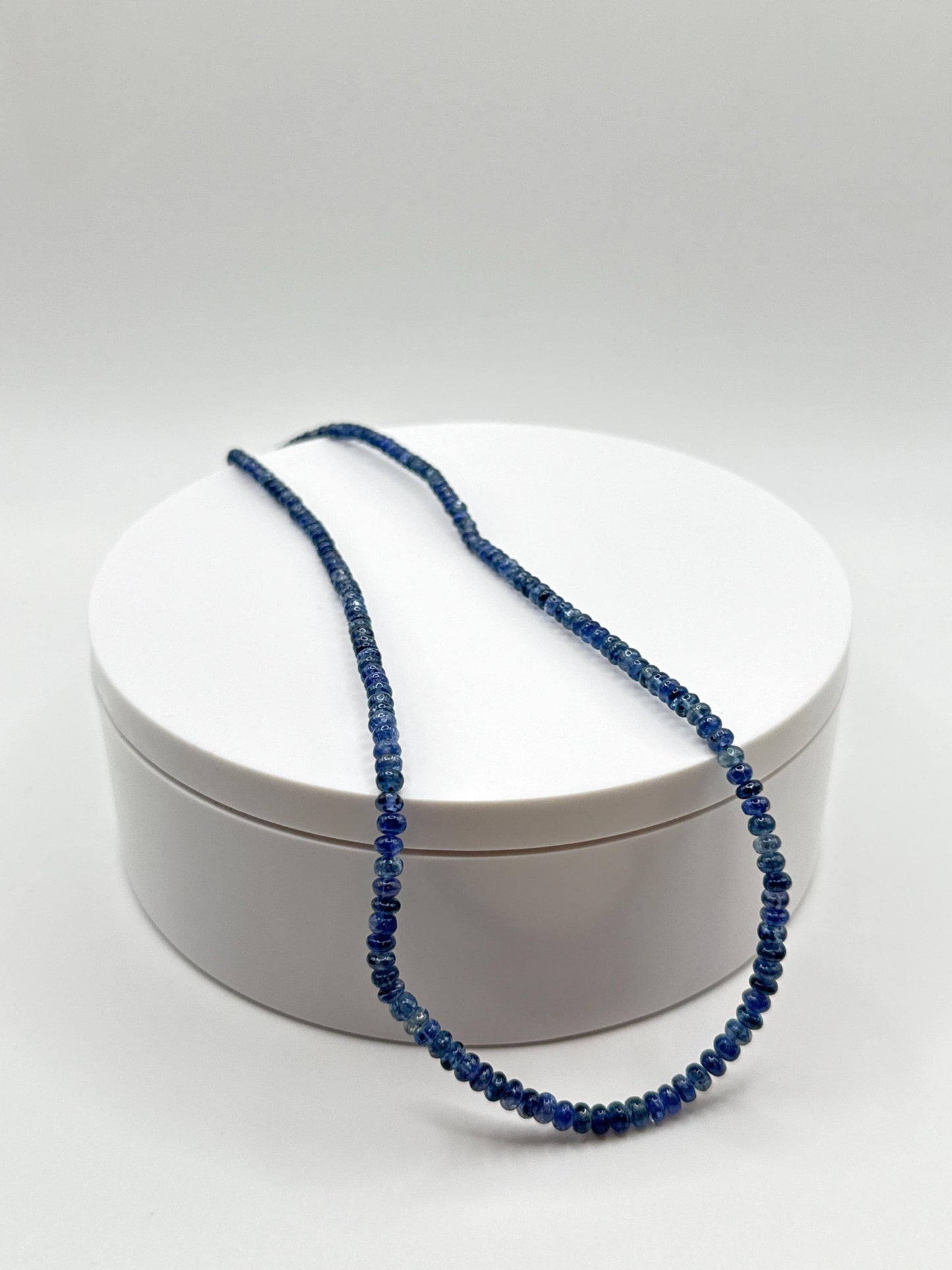 Blue Sapphire Beaded Necklace: Genuine Gemstone Healing Crystal - 19 in
