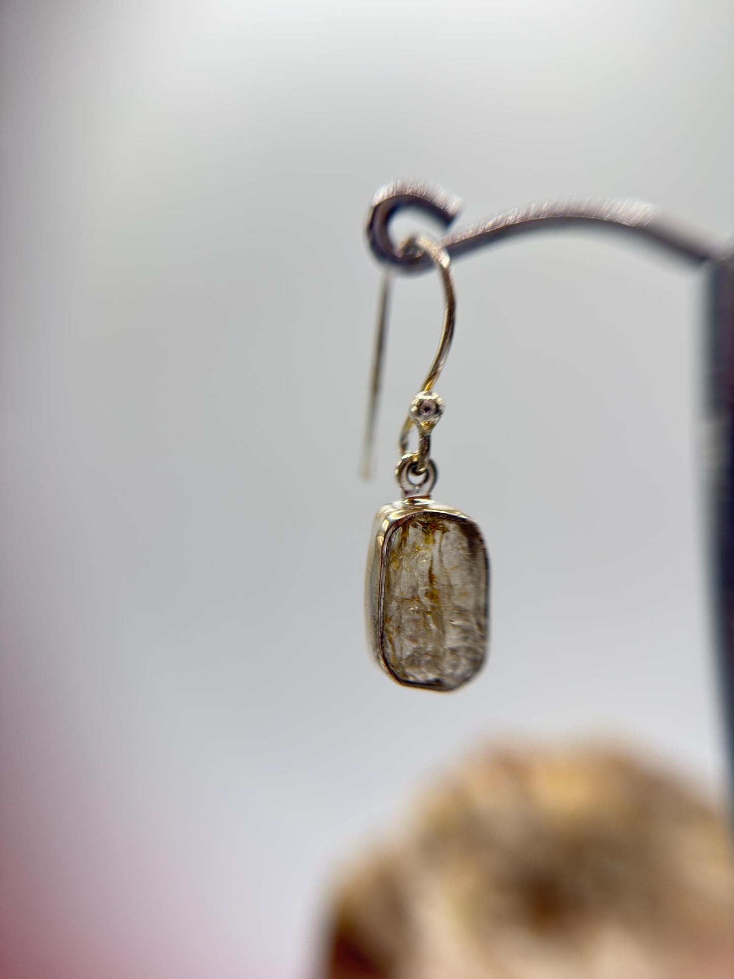 Natural Herderite Crystal Drop Earrings in Sterling Silver – Raw Herderite Jewelry - 2.84g