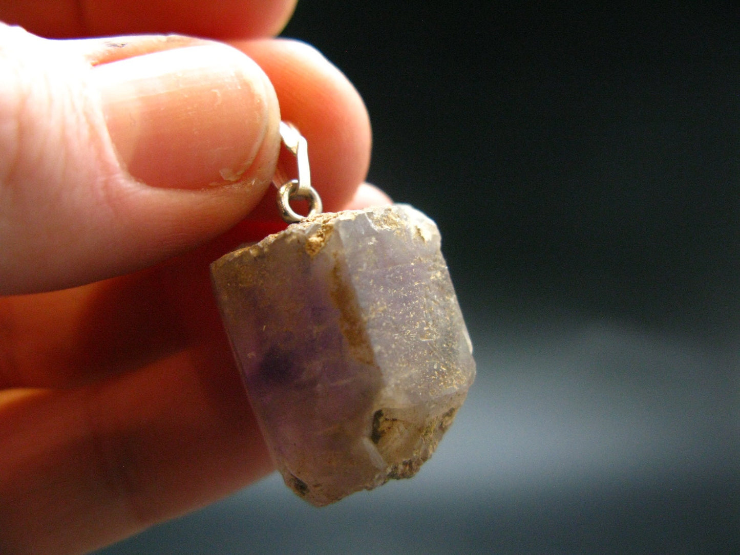 Rare Brandenberg Brandberg Amethyst Quartz Silver Pendant From Namibia - 1.1" - 7.72 Grams
