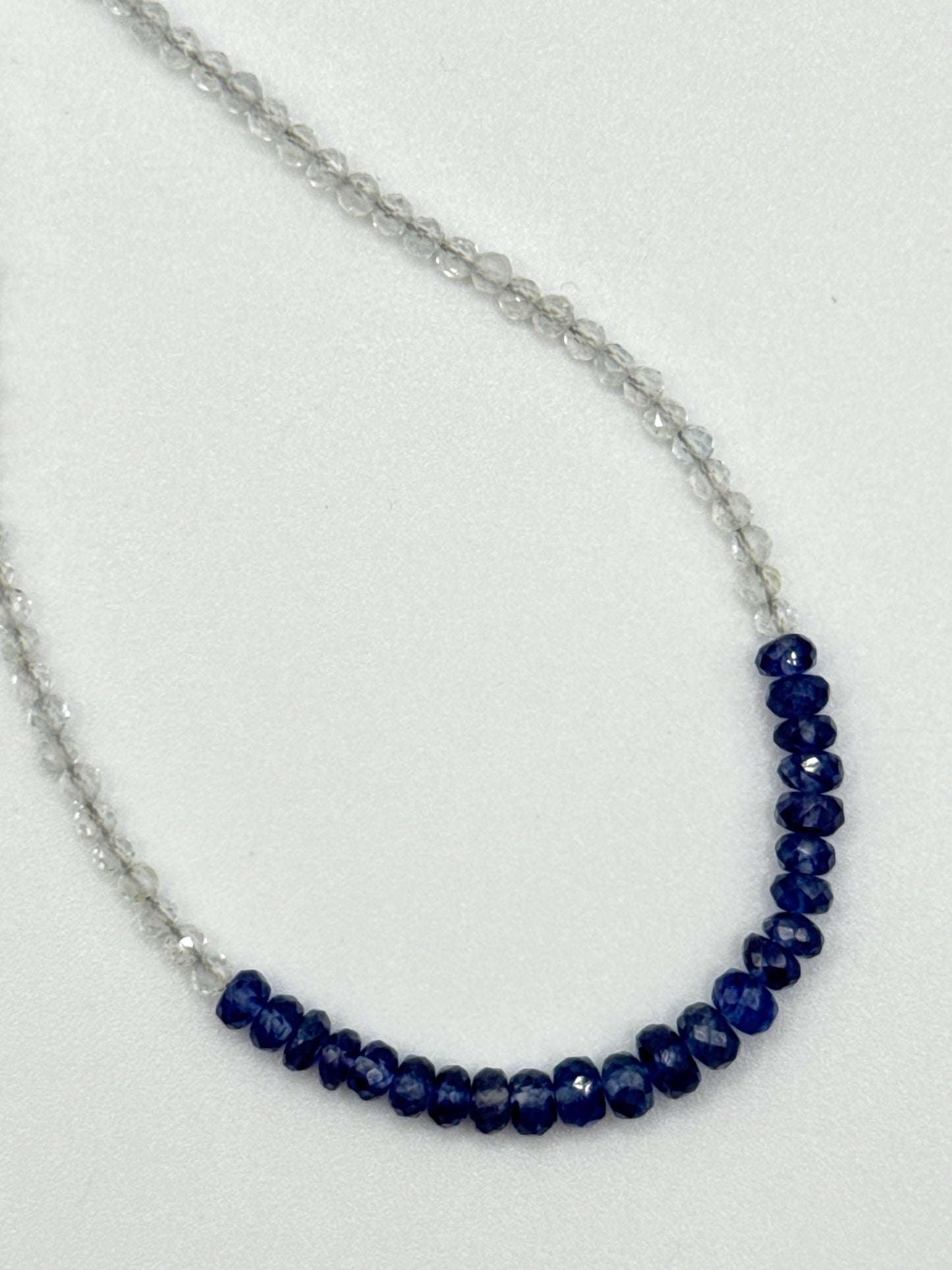 Blue Sapphire & White Topaz Beaded Necklace: Gemstone Healing Crystal