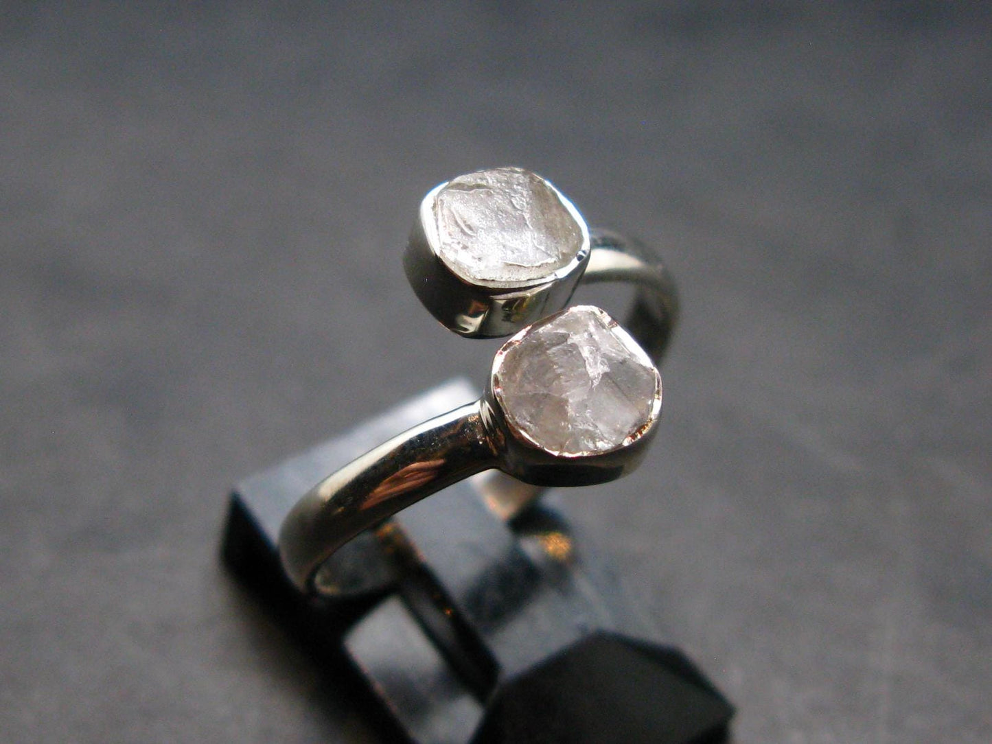 Gray Herderite Silver Ring from Africa - Size 9 - 2.43 Grams