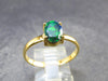 Rare Black Opal Gold Plated Silver Ring from Australia - Size 10 - 2.20 Grams