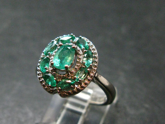 Emerald Faceted Silver Ring from Colombia - 3.86 Grams Total - Size 7