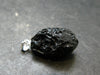 Tibetan Black Tektite Silver Pendant From Tibet - 1.0" - 3.87 Grams
