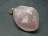 Lithium Quartz Tumbled Stone Silver Pendant From Brazil - 1.6" - 13.60 Grams