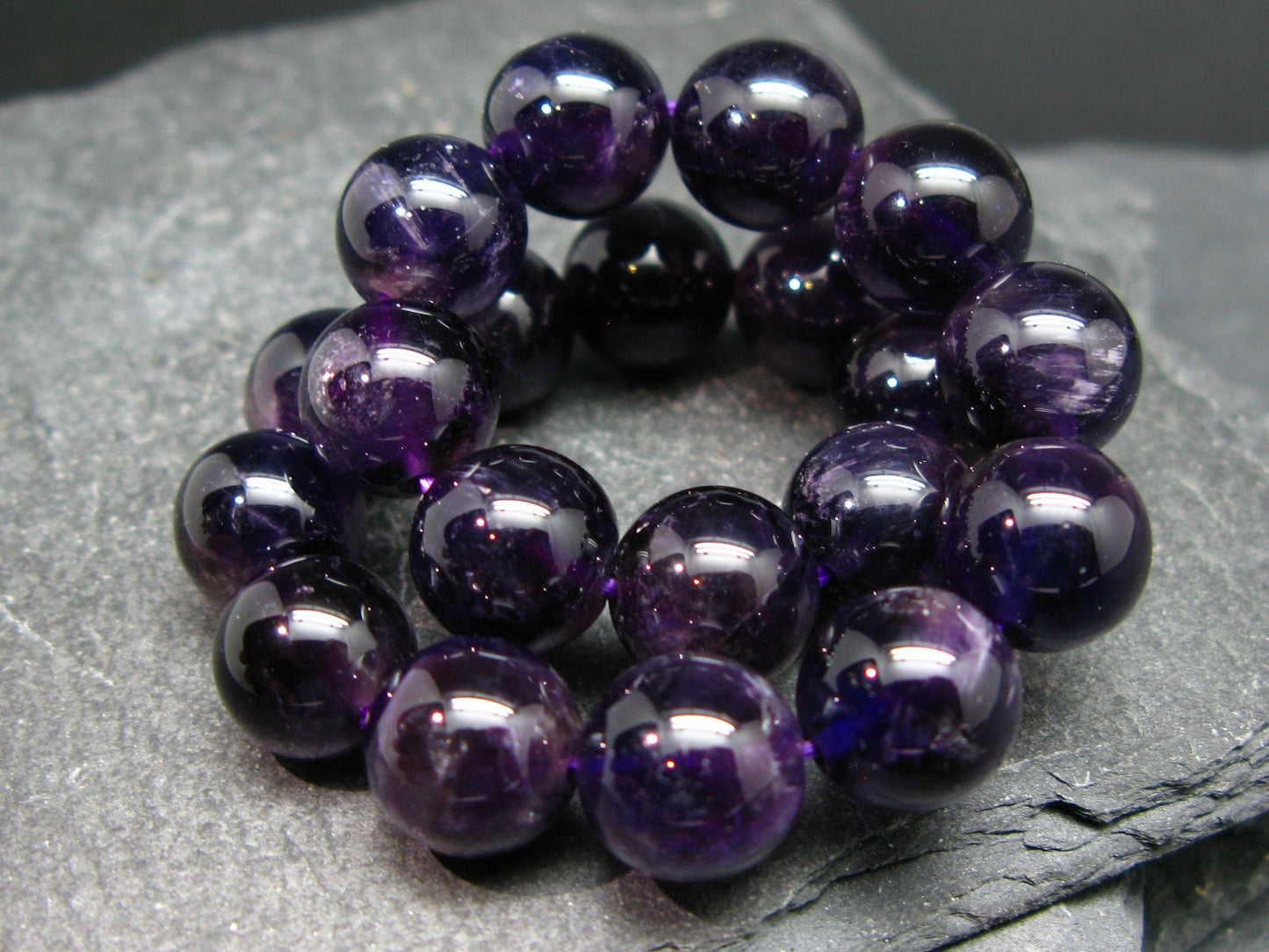Amethyst Genuine Bracelet ~ 7 Inches ~ 10mm Round Beads