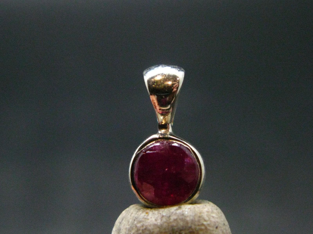 Ruby Crystal Silver Pendant from Africa - 0.5" - 0.64 Grams