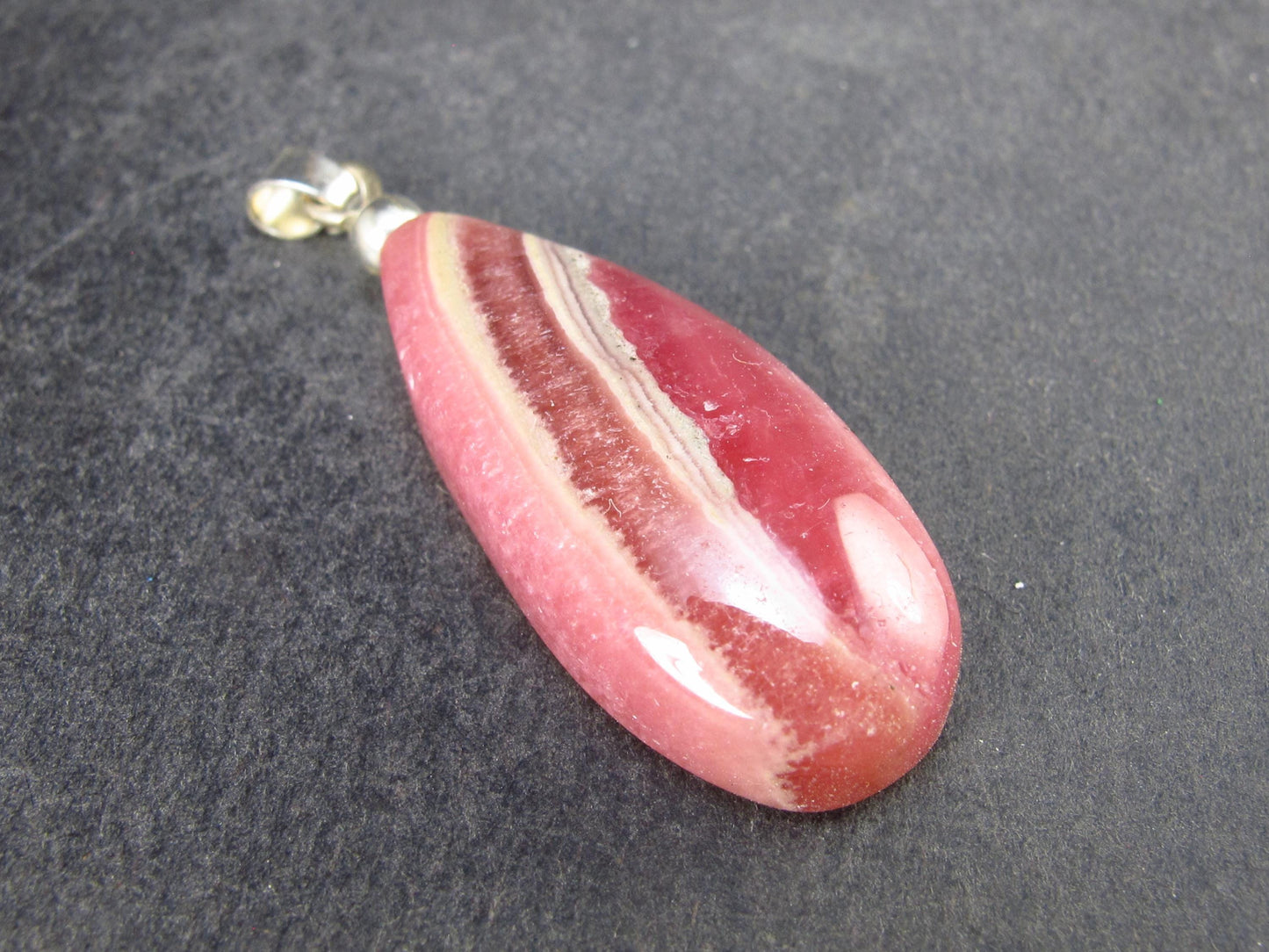 Rhodochrosite Sterling Silver Pendant from Alma Colorado - 1.7" - 9.65 Grams