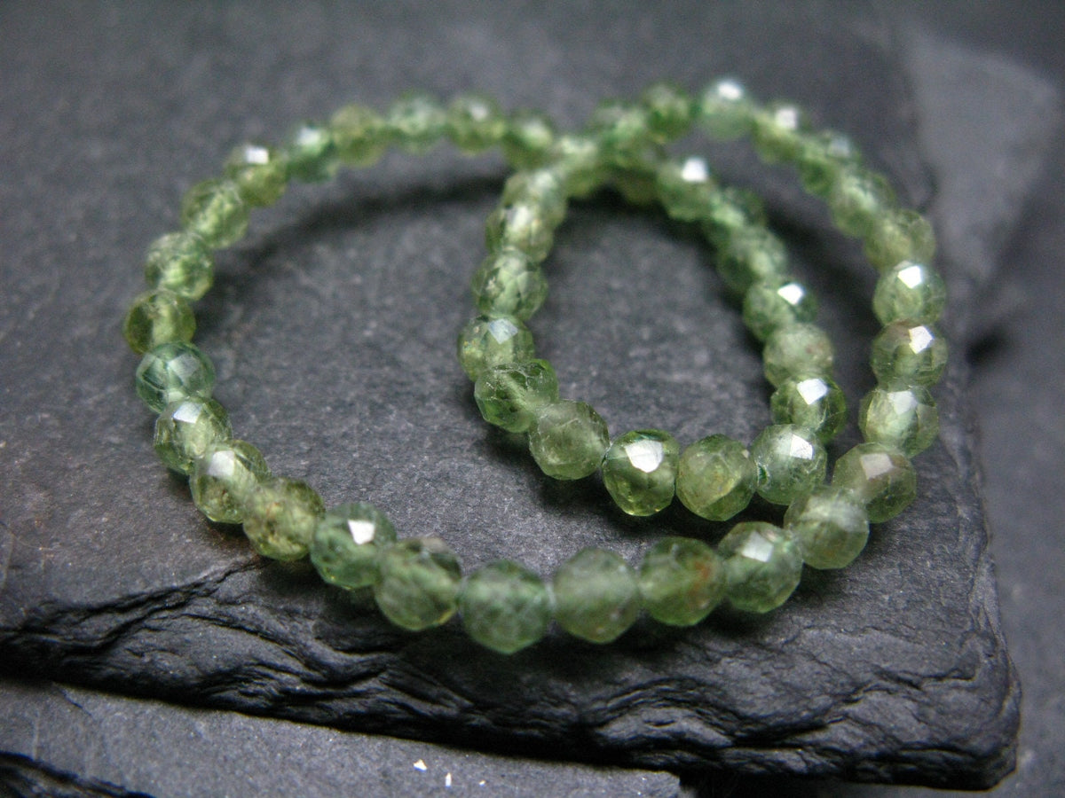 Green Kyanite Genuine Bracelet ~ 7 Inches ~ 4mm Facetted Beads