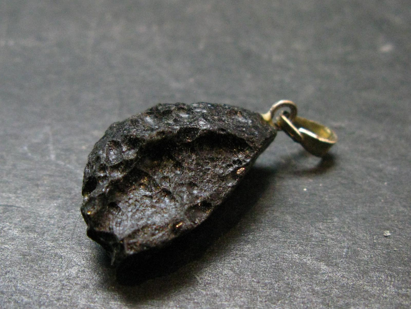 Tibetan Black Tektite Silver Pendant From Tibet - 1.3" - 6.05 Grams