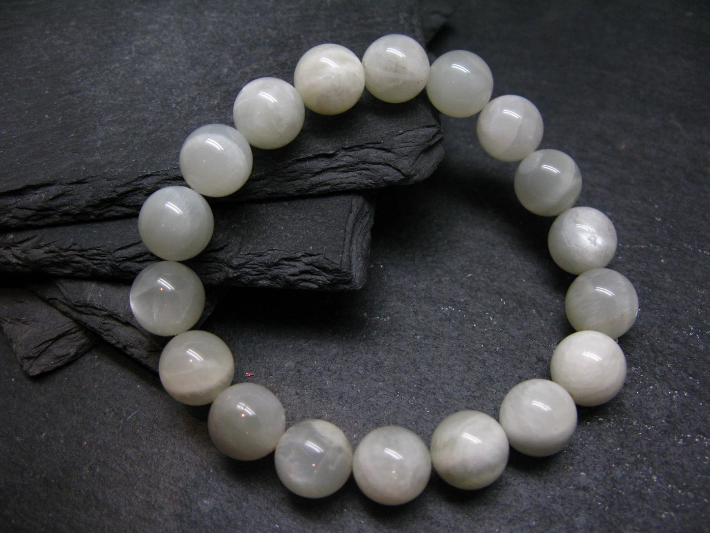 Green Moonstone Genuine Bracelet ~ 7 Inches ~ 10mm Round Beads