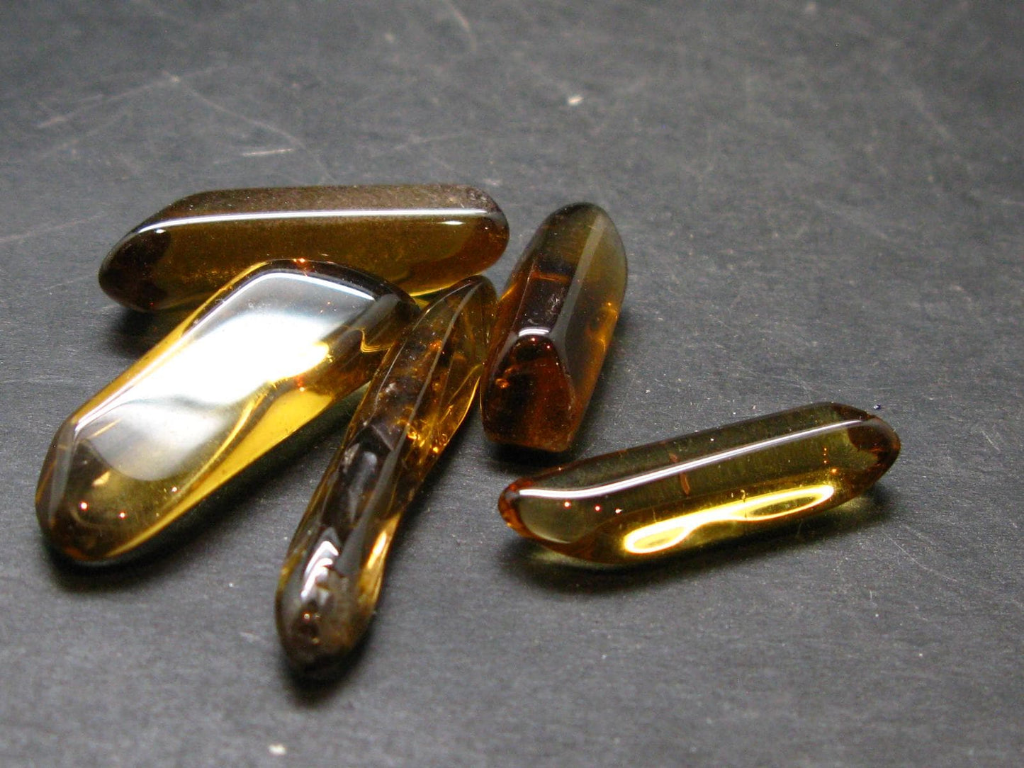 Nice Lot Of 5 Untreated Unheated Citrine Tumbled Stones from Zambia - 14.5 Grams