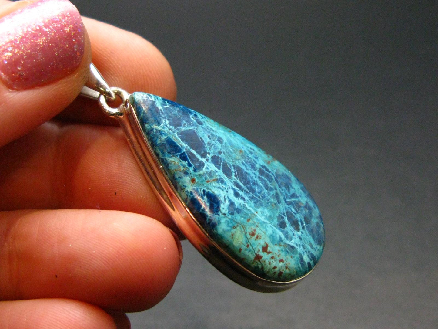 Shattuckite Silver Pendant from Namibia - 1.7" - 7.58 Grams
