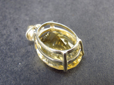 Stone of Success!! Genuine Intense Yellow Citrine Gem Sterling Silver Pendant From Brazil - 1.1" - 6.47 Grams