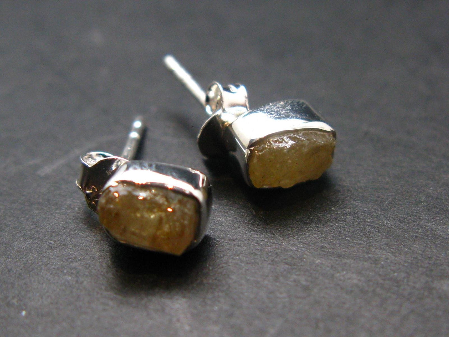 Herderite Stud Earrings Sterling Silver From Brazil - 1.27 Grams
