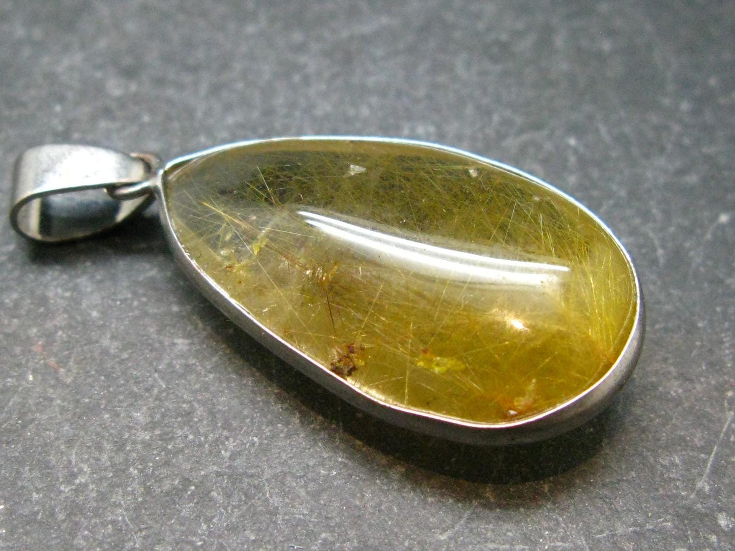 Rutilated Quartz Silver Pendant From Brazil - 1.6" - 6.59 Grams