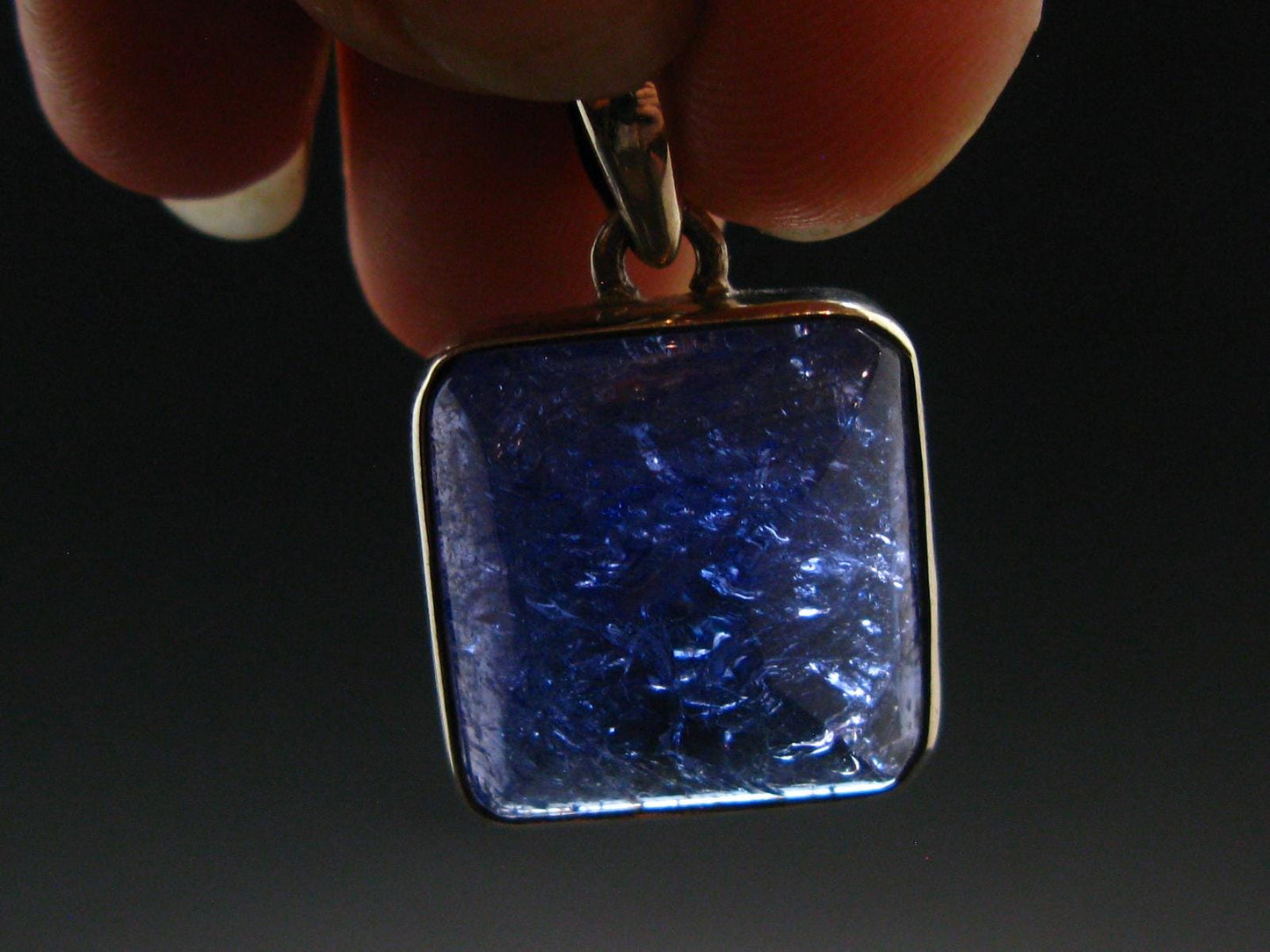 Large Gemmy Natural Faceted Tanzanite Zoisite Sterling Silver Pendant from Tanzania - 1.1'' - 8.75 Grams