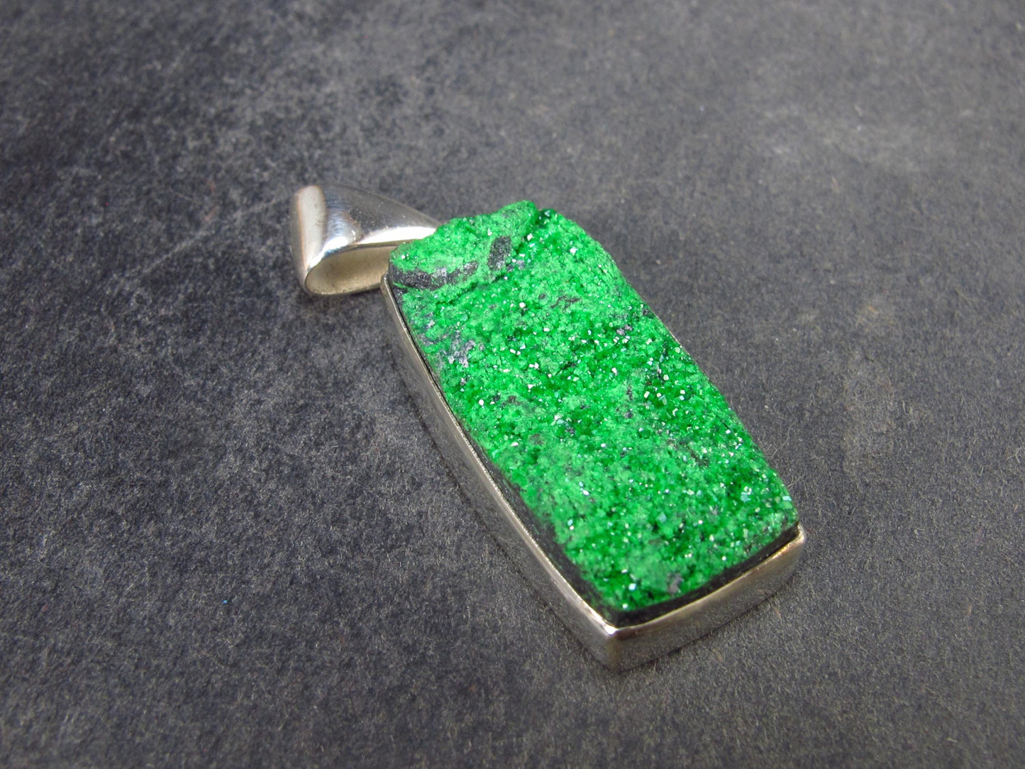 Uvarovite (Green Chromium Garnet) Cluster Silver Pendant from Russia - 1.4" - 6.63 Grams