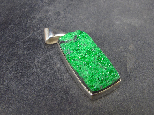 Uvarovite (Green Chromium Garnet) Cluster Silver Pendant from Russia - 1.4" - 6.63 Grams