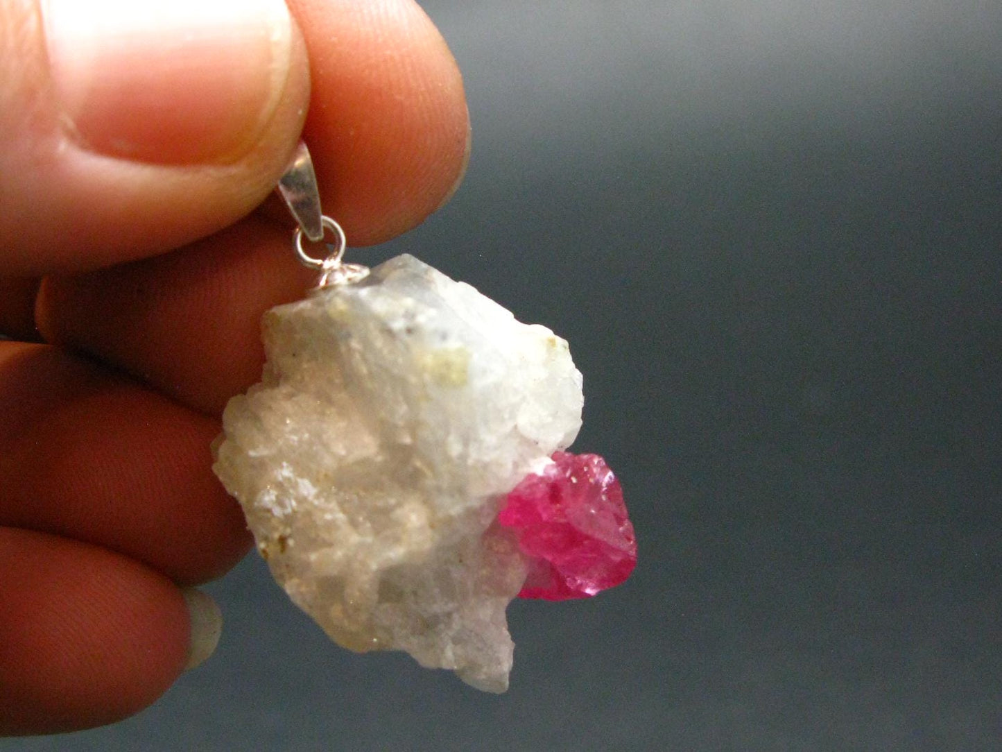 Spinel Crystal Silver Pendant From Tanzania - 1.3" -8.53 Grams